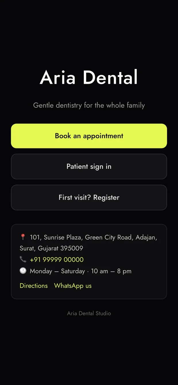 The clinic’s own patient website with booking and sign-in